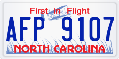 NC license plate AFP9107