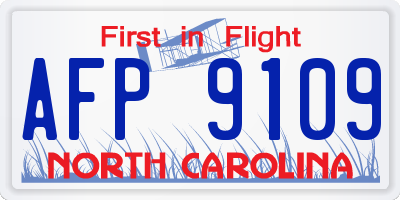 NC license plate AFP9109