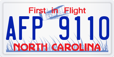 NC license plate AFP9110