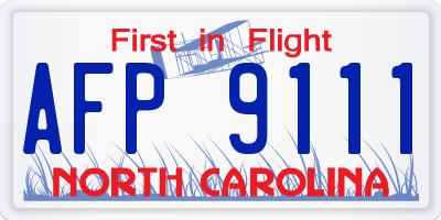 NC license plate AFP9111
