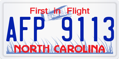 NC license plate AFP9113