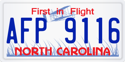 NC license plate AFP9116