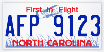 NC license plate AFP9123
