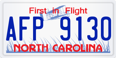 NC license plate AFP9130