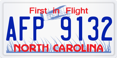 NC license plate AFP9132