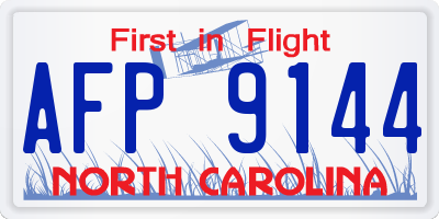 NC license plate AFP9144