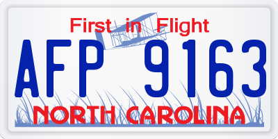 NC license plate AFP9163