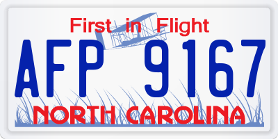 NC license plate AFP9167