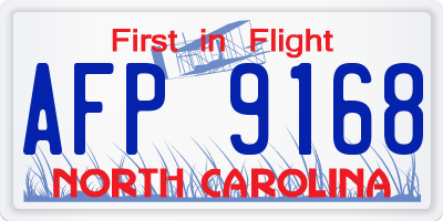 NC license plate AFP9168