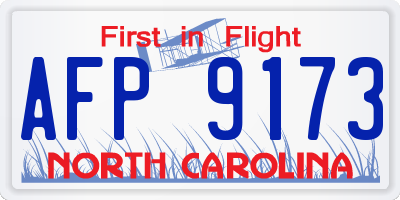 NC license plate AFP9173