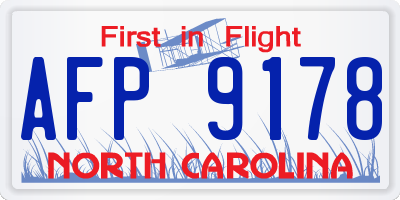 NC license plate AFP9178