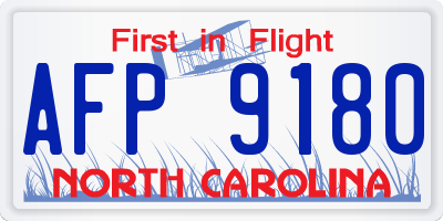 NC license plate AFP9180