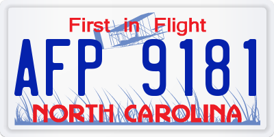 NC license plate AFP9181