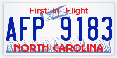 NC license plate AFP9183