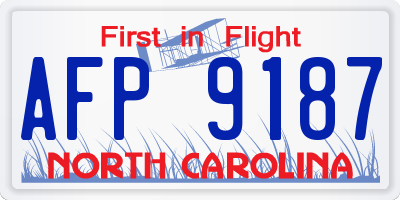 NC license plate AFP9187
