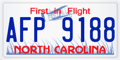 NC license plate AFP9188