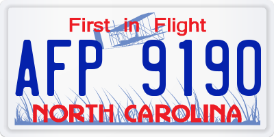 NC license plate AFP9190
