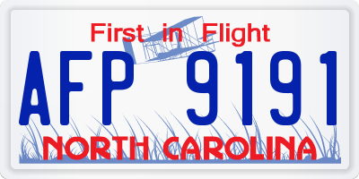 NC license plate AFP9191