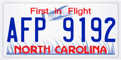 NC license plate AFP9192