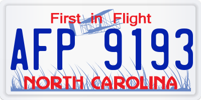 NC license plate AFP9193