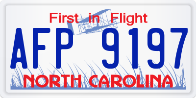 NC license plate AFP9197