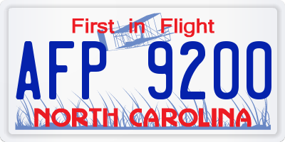 NC license plate AFP9200