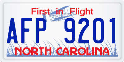 NC license plate AFP9201