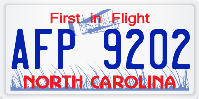 NC license plate AFP9202