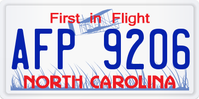 NC license plate AFP9206