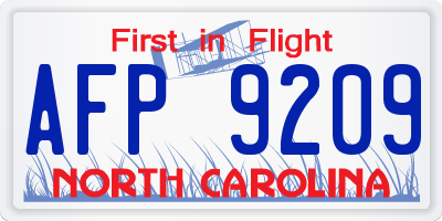 NC license plate AFP9209