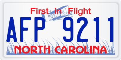 NC license plate AFP9211