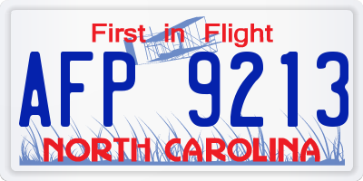 NC license plate AFP9213
