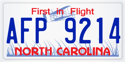 NC license plate AFP9214