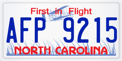 NC license plate AFP9215