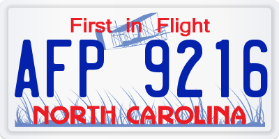 NC license plate AFP9216