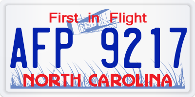 NC license plate AFP9217