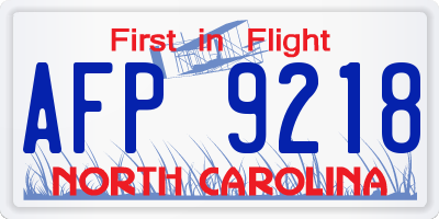 NC license plate AFP9218