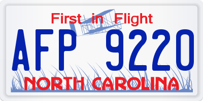 NC license plate AFP9220