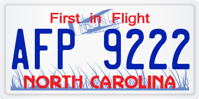 NC license plate AFP9222