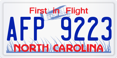 NC license plate AFP9223