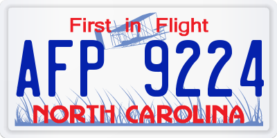 NC license plate AFP9224