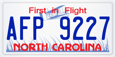NC license plate AFP9227