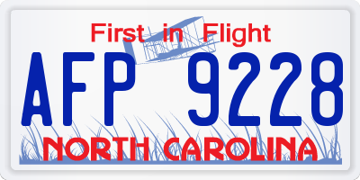 NC license plate AFP9228