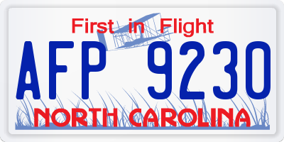 NC license plate AFP9230