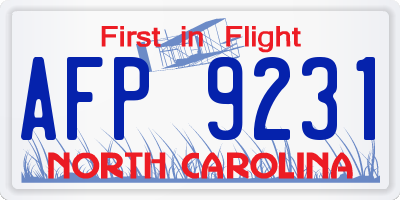 NC license plate AFP9231