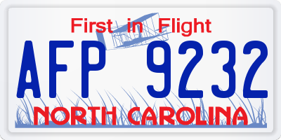 NC license plate AFP9232