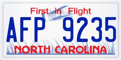 NC license plate AFP9235