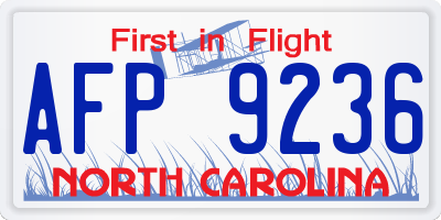 NC license plate AFP9236