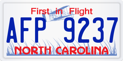 NC license plate AFP9237