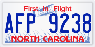NC license plate AFP9238